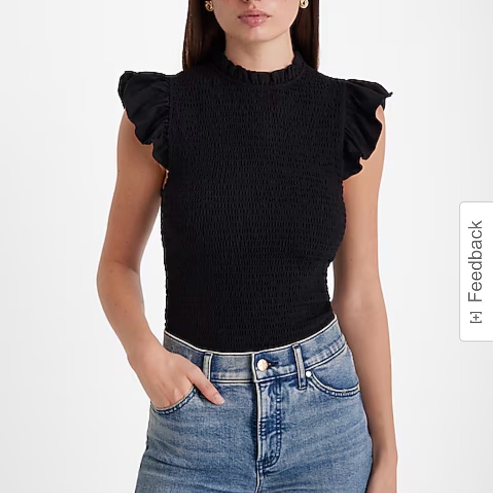 Black Ruffled Sleeveless Top Express